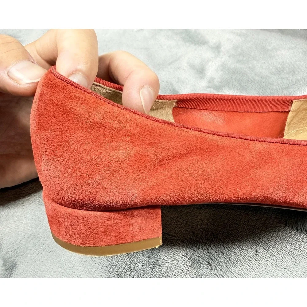 Sesto‎ Meucci Shoes Womens Size 9.5 Red Suede Rhinestone Flats Slip On Italy